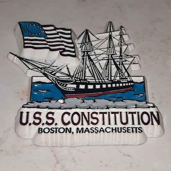 Vintage Refrigerator Magnet USS Constitution Boston Massachusetts - Picture 1 of 5
